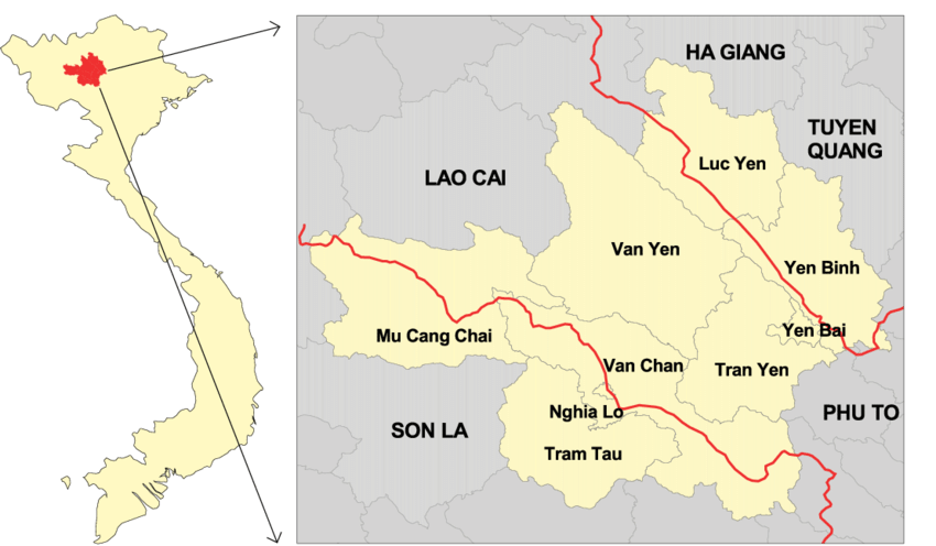 Map of Yen Bai Vietnam